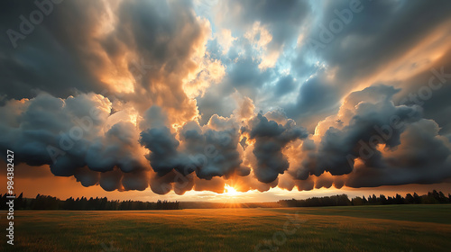 Mammatus Clouds   Pouchlike cloud formations hanging down from the base of clouds photo