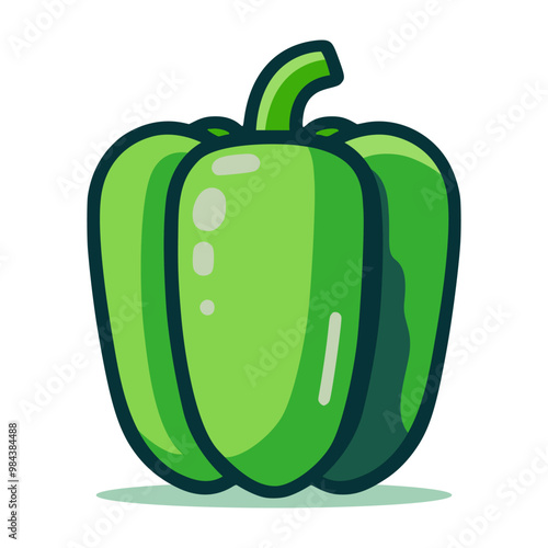 green capsicum vegetable healthy food nature vector illustration template design