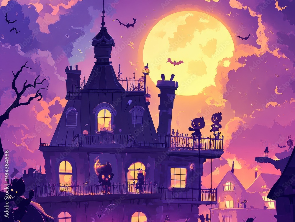 halloween background with castle halloween background with castle