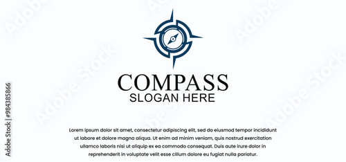 compass or navigation logo, compass direction vector with modern style