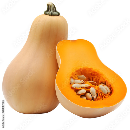 butternut squash isolated on transparent background Generative Ai.

 photo