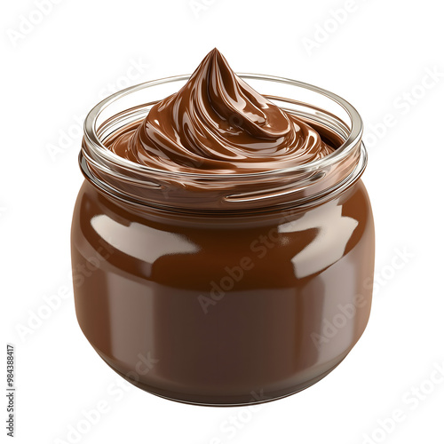 glass jar with chocolate isolated on transparent background Generative Ai.

