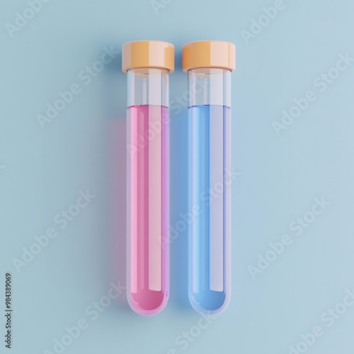 3D Test Tubes Icon: Laboratory Equipment for Experiments Logo Illustration