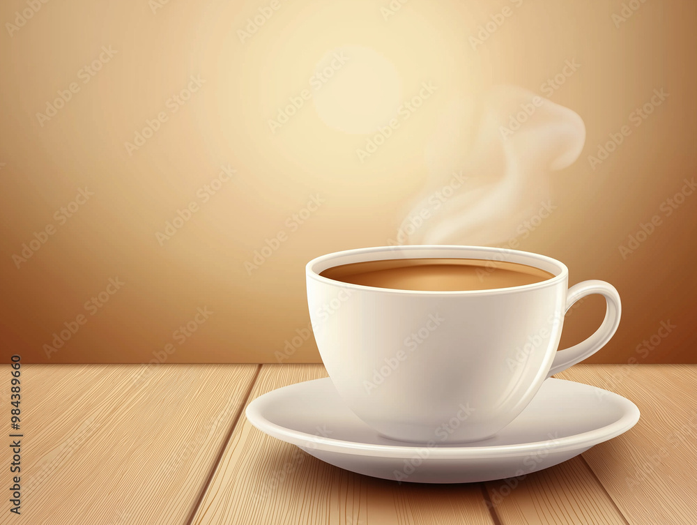 Hot coffee in a white cup Hot coffee in a white cup