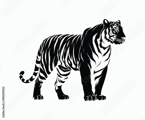 Wild animal tiger silhouette EPS vector isolated illustration template on a white background