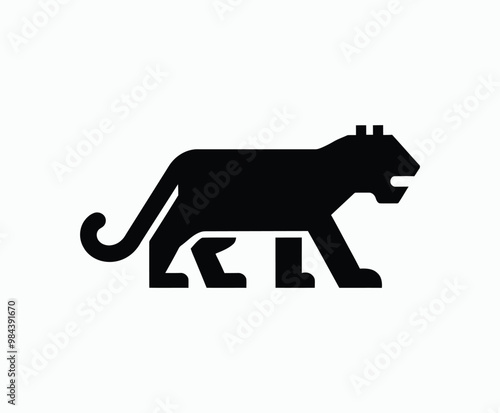 Wild animal tiger silhouette EPS vector isolated illustration template on a white background