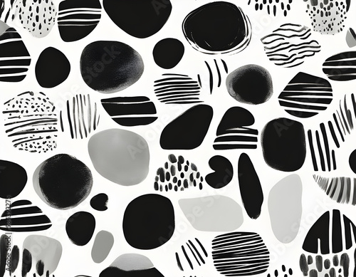 abstract hand drawn different shapes brush strokes background