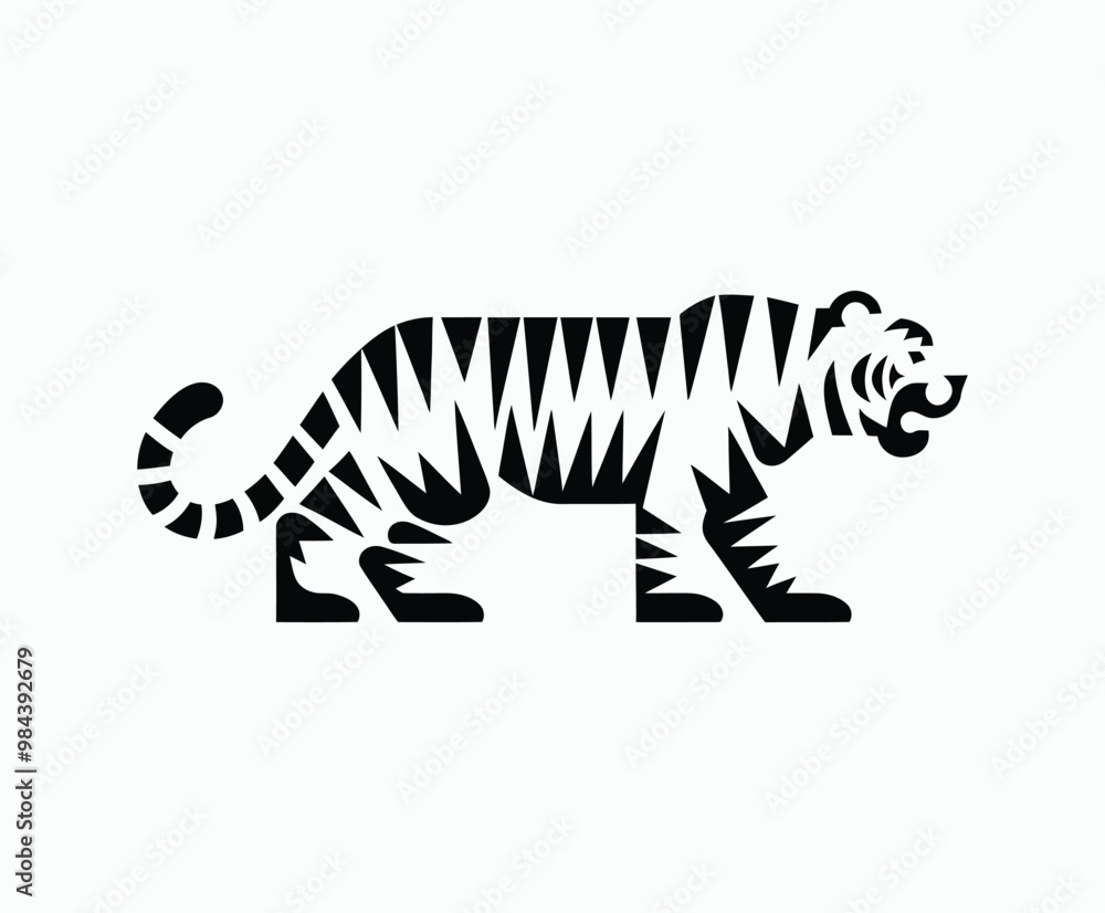 Obraz premium Wild animal tiger silhouette EPS vector isolated illustration template on a white background