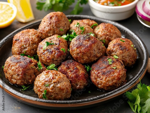 A Köfte. The most popular Turkish dishes. Turkish meatballs made from ground beef or lamb, mixed with spices and grilled or fried. They are often served with sides like rice, grilled vegetables.