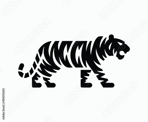 Wild animal tiger silhouette EPS vector isolated illustration template on a white background