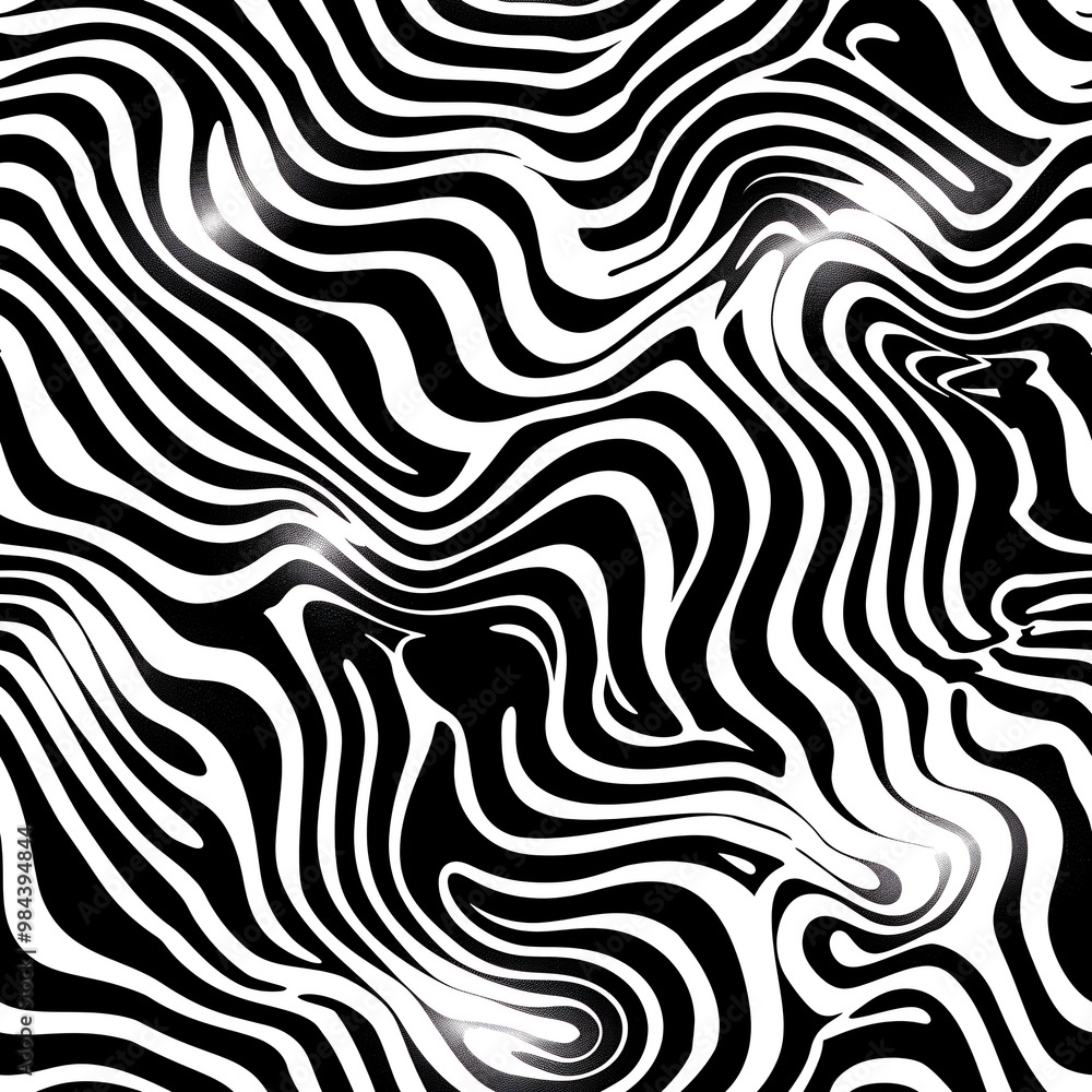 Bold monochrome seamless pattern with flowing wavy lines in black and white Bold monochrome seamless pattern with flowing wavy lines in black and white