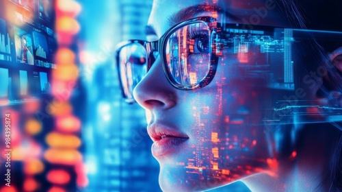 Wallpaper Mural Woman with glasses, data visualization Torontodigital.ca