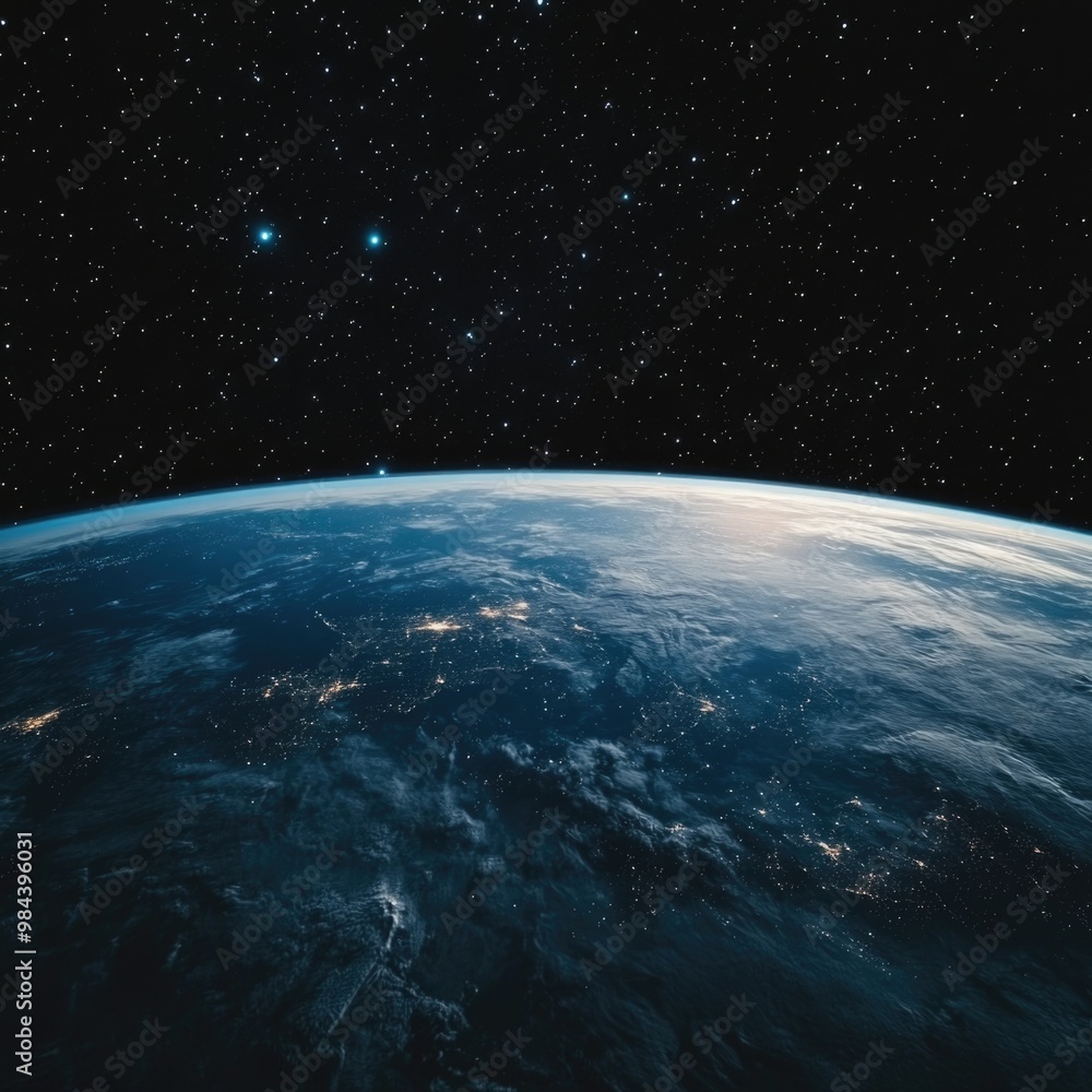 Planet Earth and dark space with stars. Planet Earth and dark space with stars.