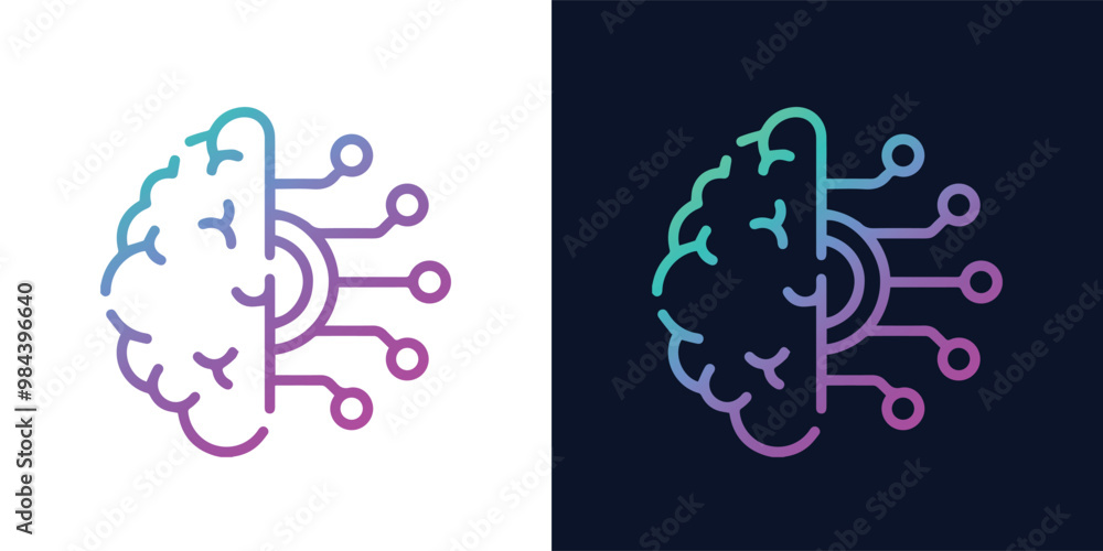 Artificial Intelligence AI Chip in Human Brain. Artificial Intelligence icon with Machine learning, digital skills, generative AI, AI technology, algorithm, virtual intelligence and future Artificial Intelligence AI Chip in Human Brain. Artificial Intelligence icon with Machine learning, digital skills, generative AI, AI technology, algorithm, virtual intelligence and future