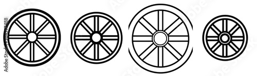 Gaming steering wheel icon with a bold black outline, perfect for representing racing simulators