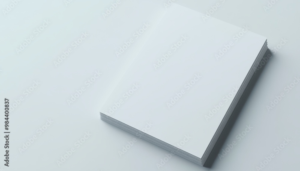 Elegant 3D Mock-Up of A4 Portrait Document on Soft White Background for Professional Presentations and Displays Elegant 3D Mock-Up of A4 Portrait Document on Soft White Background for Professional Presentations and Displays