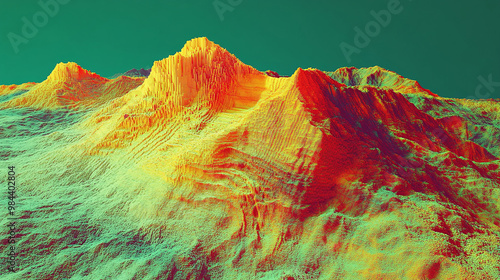 DEM digital elevation model. GIS lidar product made after proccesing aerial pictures taken from a drone by mapping. Neural network ai generated art photo