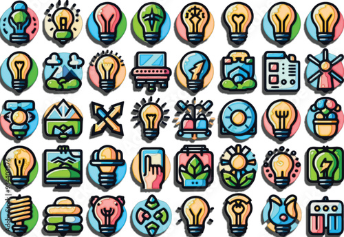 Adobe Illustrator Artwork of 40 3d colorful light bulb icon set