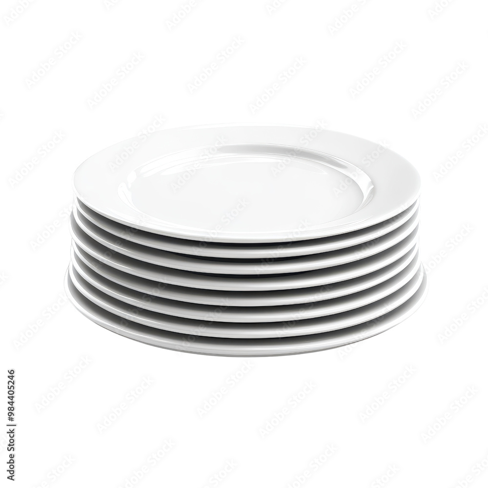 A neatly stacked set of clean, white plates perfect for dining or kitchen decor. Ideal for table settings and culinary photography., isolated on a transparent background. A neatly stacked set of clean, white plates perfect for dining or kitchen decor. Ideal for table settings and culinary photography., isolated on a transparent background.