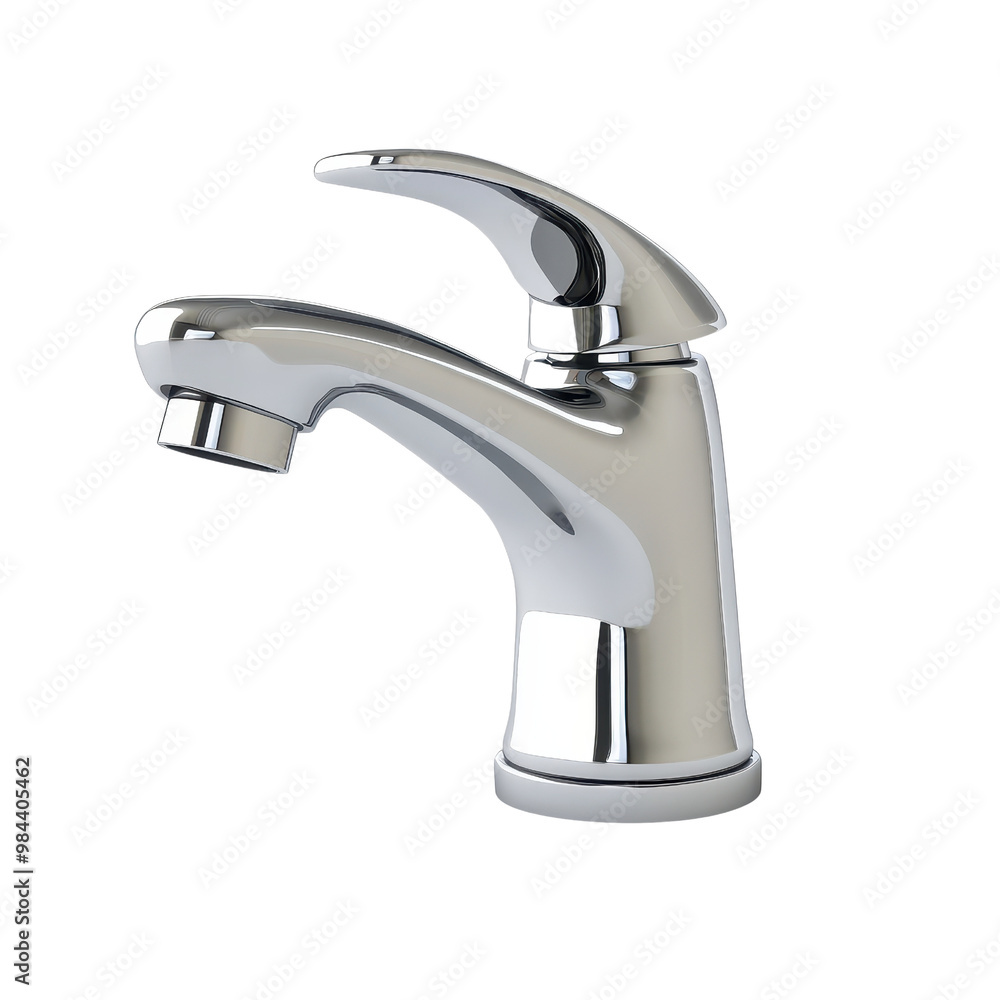 A sleek and modern chrome faucet ideal for contemporary bathroom or kitchen design, enhancing both style and functionality., isolated on a transparent background. A sleek and modern chrome faucet ideal for contemporary bathroom or kitchen design, enhancing both style and functionality., isolated on a transparent background.