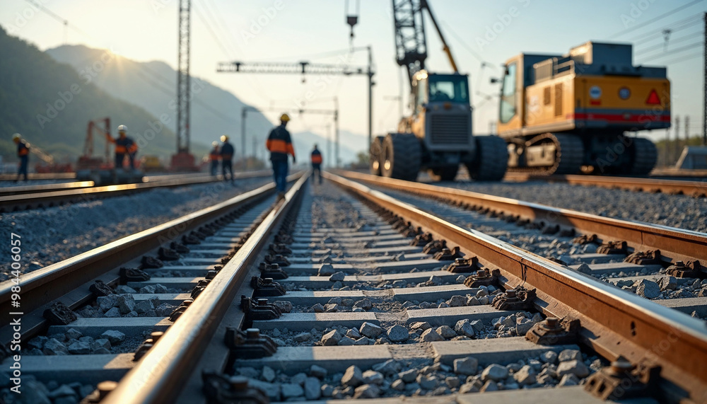 High-speed rail construction showcases dynamic work and coordination under sunny skies.
High-speed rail construction showcases dynamic work and coordination under sunny skies.