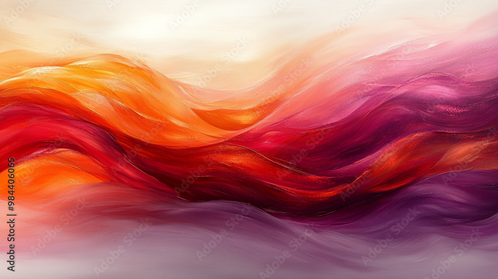 Fototapeta premium Vibrant abstract waves of color in shades of red, orange, and purple create a stunning visual impact for artistic projects.