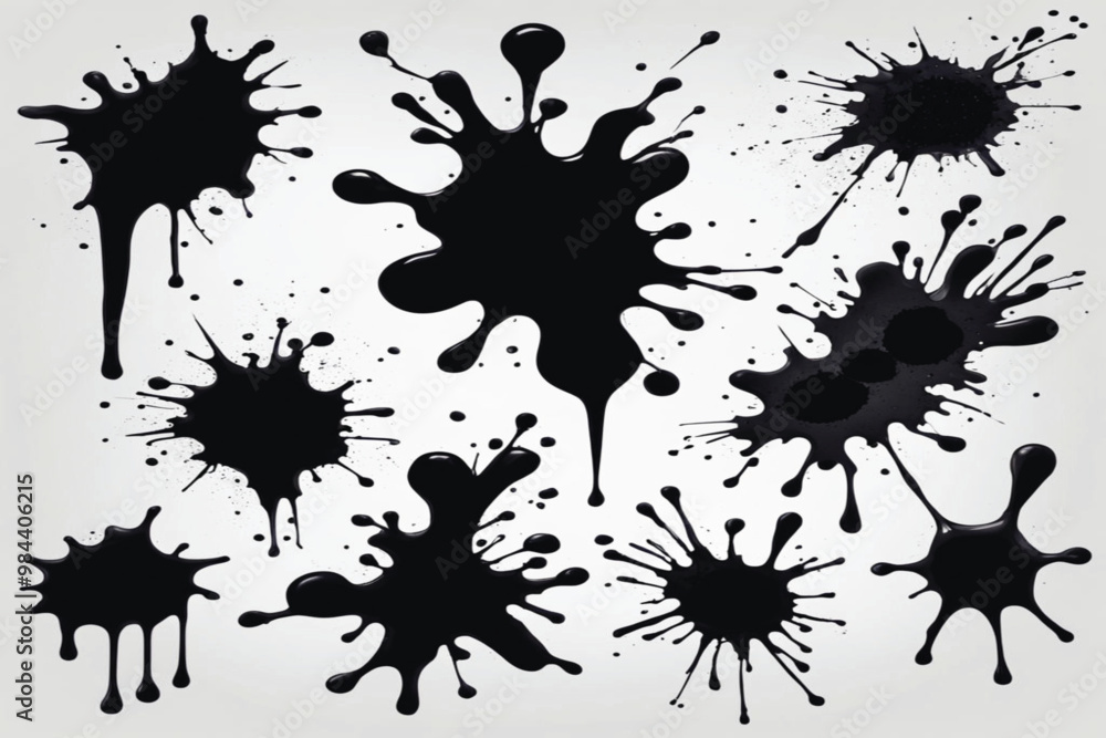 Black and White Ink Splatters Collection Black and White Ink Splatters Collection