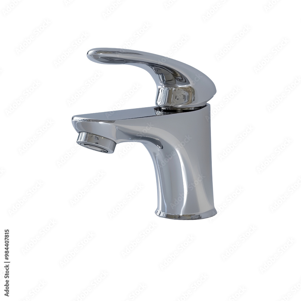 Sleek chrome faucet designed for modern bathrooms, offering a polished finish and ergonomic handle for easy use., isolated on a transparent background. Sleek chrome faucet designed for modern bathrooms, offering a polished finish and ergonomic handle for easy use., isolated on a transparent background.