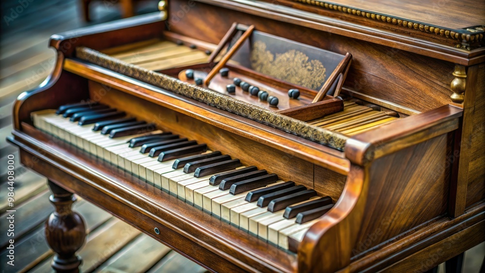 Inside this antique piano, intricately crafted keys and strings wait to be tickled by tiny fingers, bringing joy and music to generations. Inside this antique piano, intricately crafted keys and strings wait to be tickled by tiny fingers, bringing joy and music to generations.