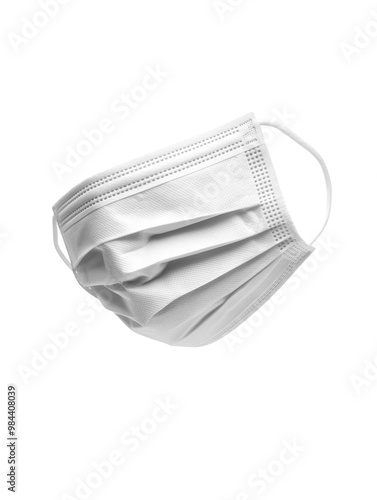 White protective face mask isolated on a white background. PNG transparent. photo