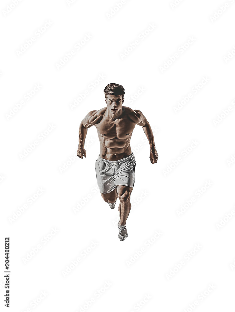 Man sprinting in athletic clothing, isolated on a white background. PNG transparent. Man sprinting in athletic clothing, isolated on a white background. PNG transparent.
