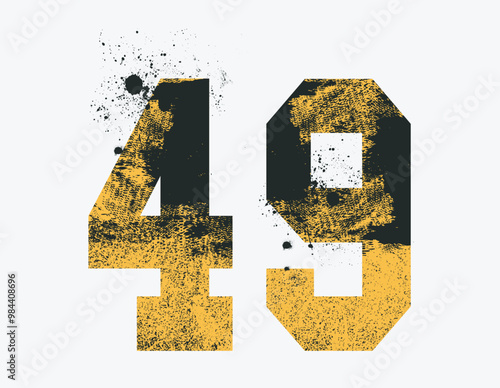 Vintage number 49, number forty nine grunge, grunge numbers vector collection. Grunge dirty painted numbers set. Hand drawn ink drawing. hand drawn 49, Dirty textured font 49.eps8