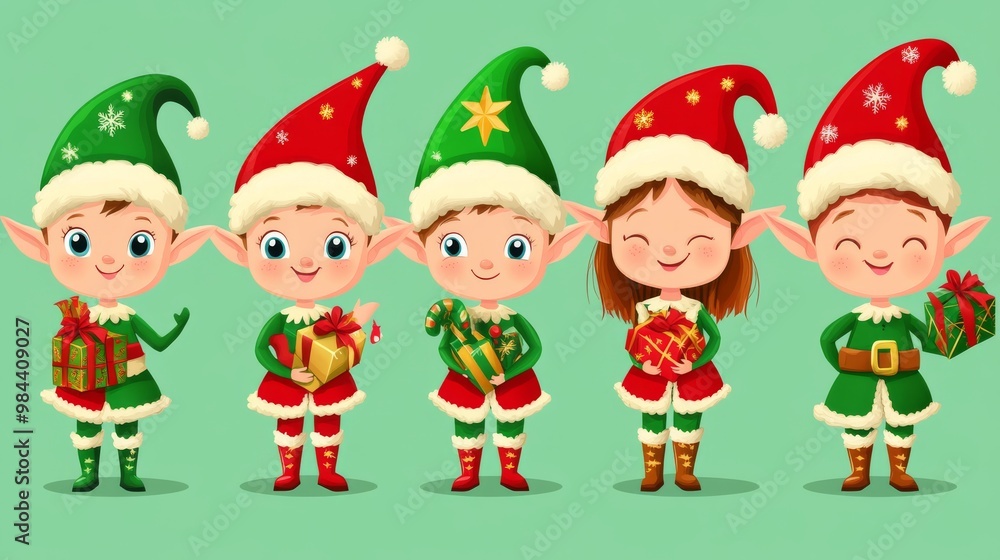 cartoon Christmas elf characters cartoon Christmas elf characters