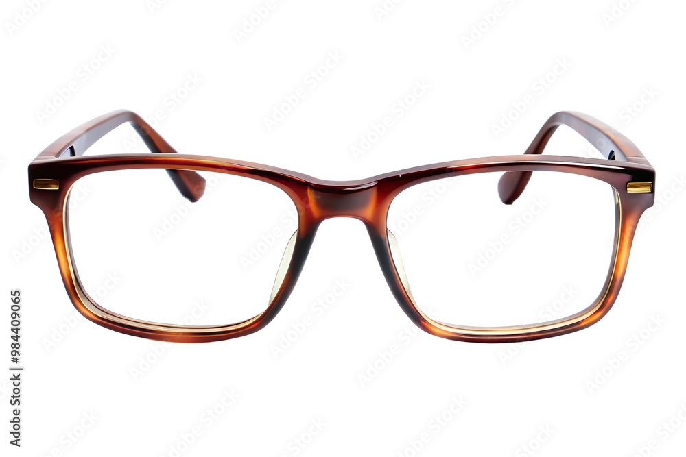 Tortoise shell eyeglasses with rectangular frame isolated on transparent background Tortoise shell eyeglasses with rectangular frame isolated on transparent background