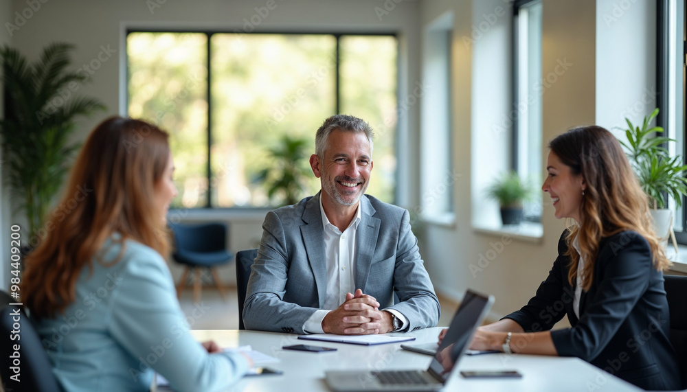 Portrait of a senior executive at a conference table in a modern office setting.
Portrait of a senior executive at a conference table in a modern office setting.