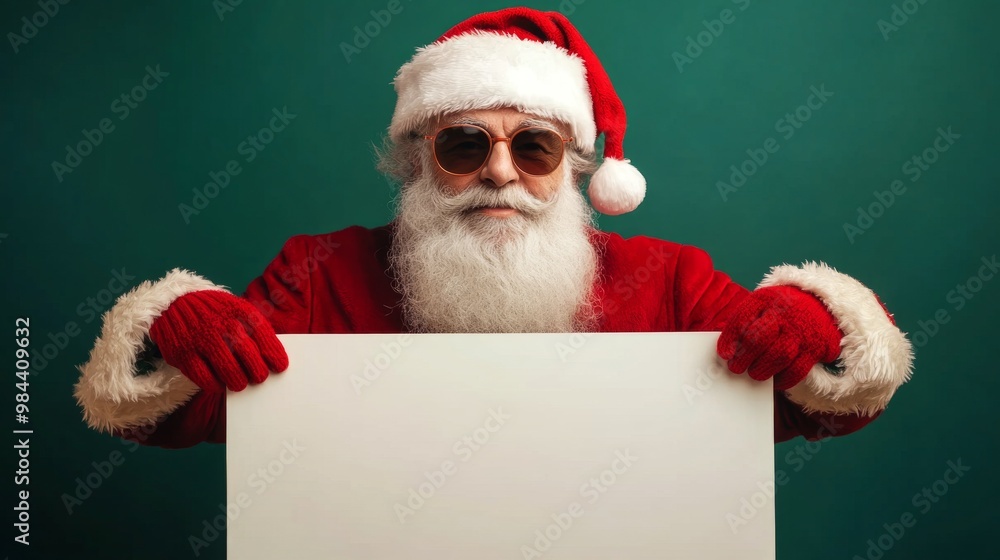 Naklejka premium Santa Claus with blank sign