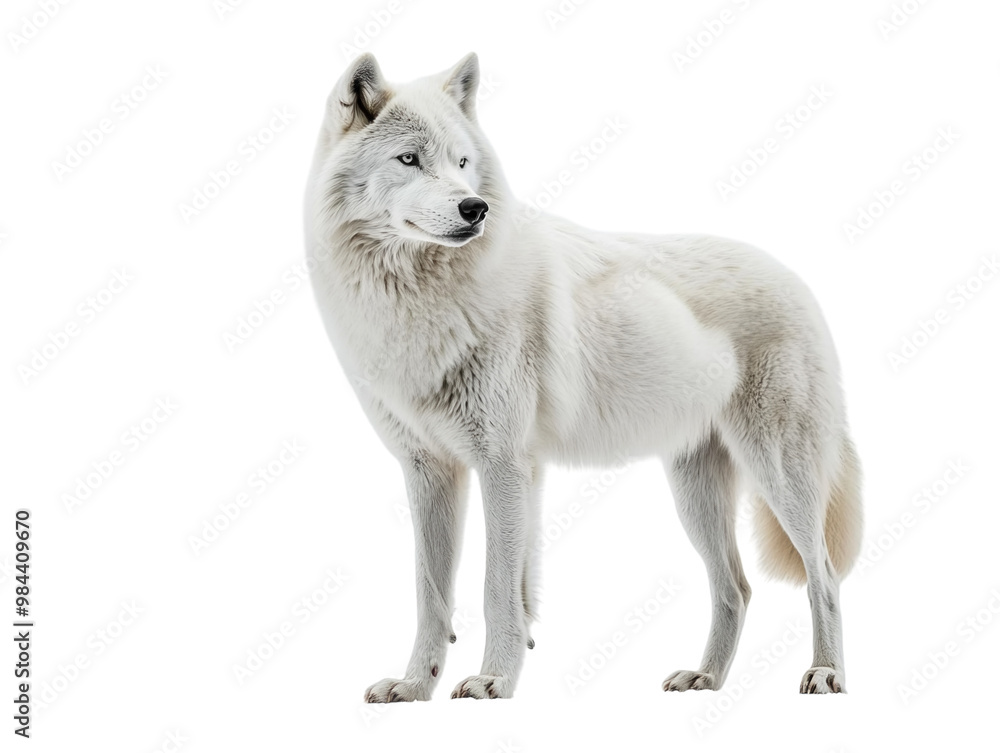 White wolf with detailed fur on white background. PNG transparent. White wolf with detailed fur on white background. PNG transparent.