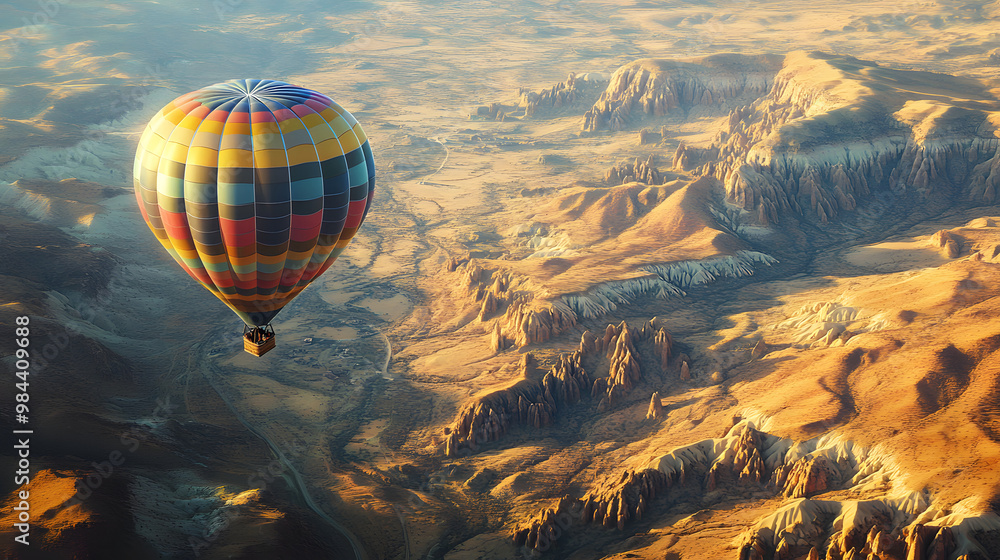 Obraz premium Multicolored Hot Air Balloon Above Desert