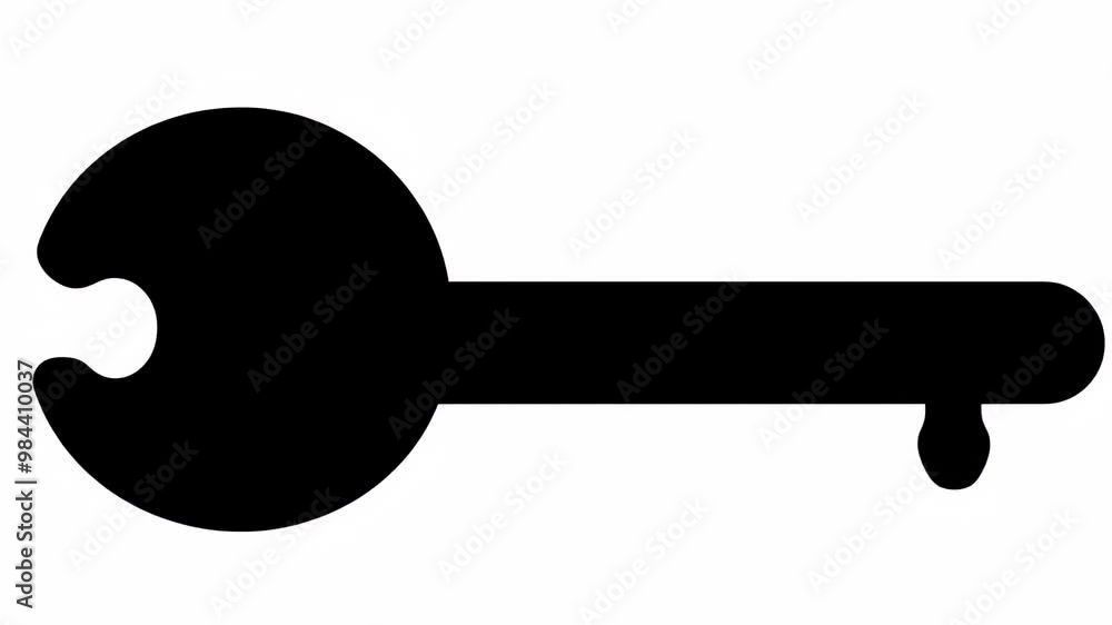 Black silhouette of a key-shaped wrench on a white background. Black silhouette of a key-shaped wrench on a white background.