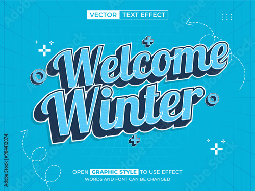 welcome winter editable text, font effect, 3d text for title