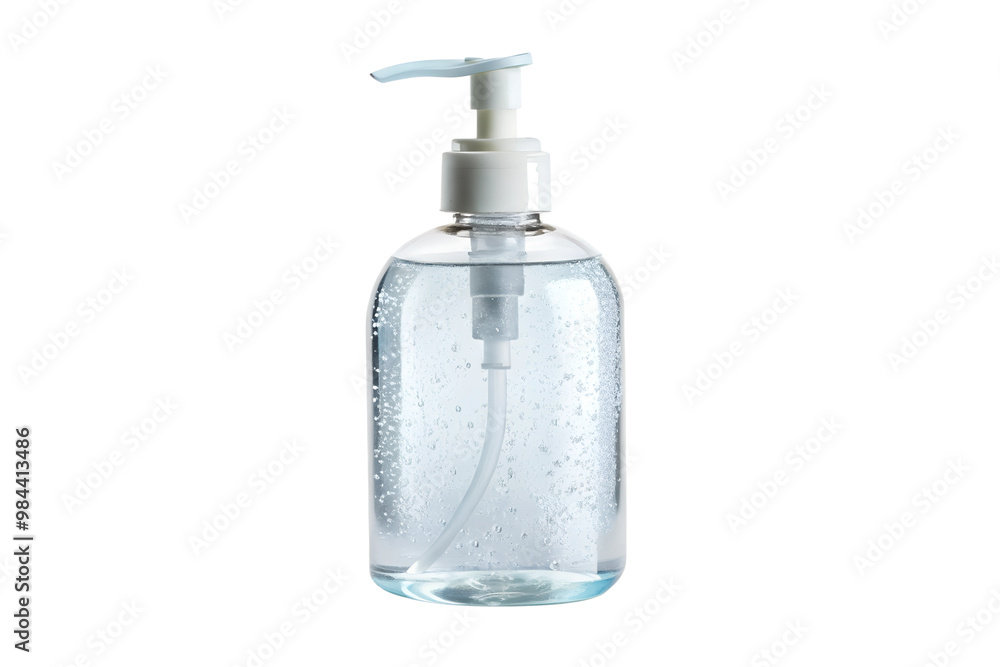 Clear plastic pump bottle with hand sanitizer isolated on transparent background Clear plastic pump bottle with hand sanitizer isolated on transparent background