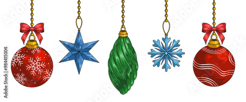 Christmas toys colorful set logotypes