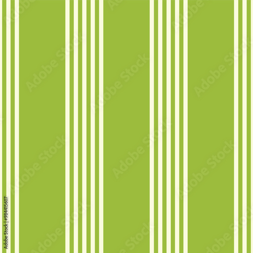 Seamless vector pattern with white ticking stripes on brat green. Textile print, background