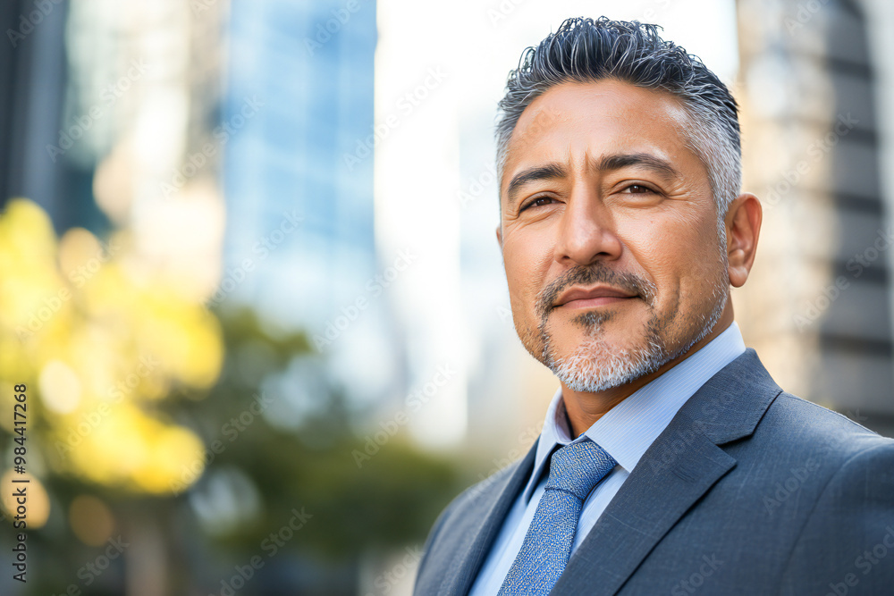 Fototapeta premium business portrait of a mature middle-aged man in suit outdoors