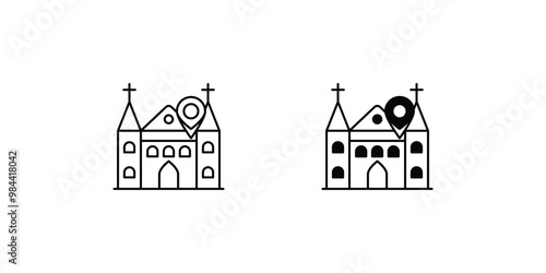 church set icon with white background vector stock illustration