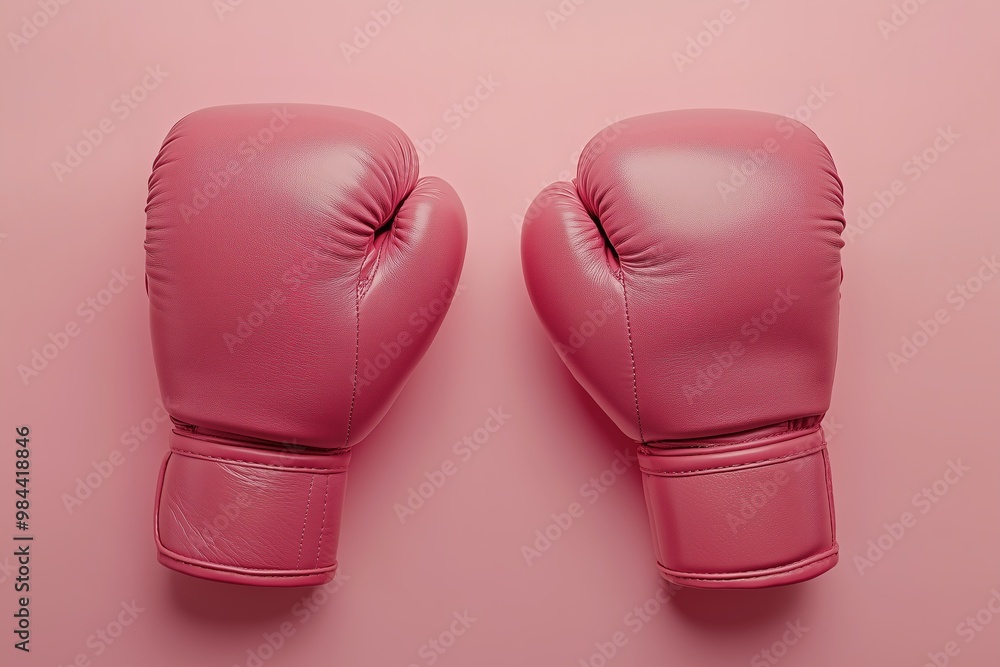 Pink boxing gloves on a pink background. Pink boxing gloves on a pink background.