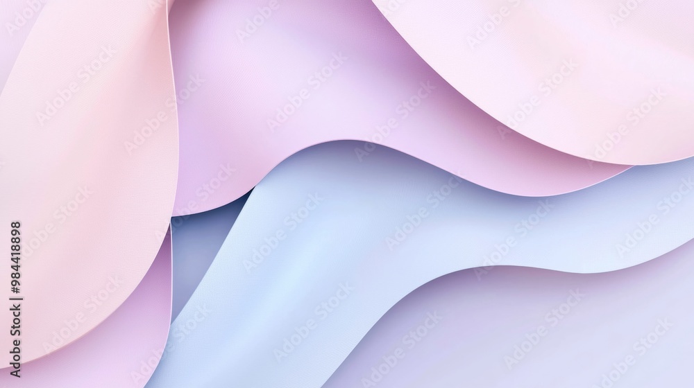 Fototapeta premium Abstract background in pastel pink and blue colors with smooth waves, perfect for a stylish and modern design. The wavy shapes create a sense of movement and fluidity