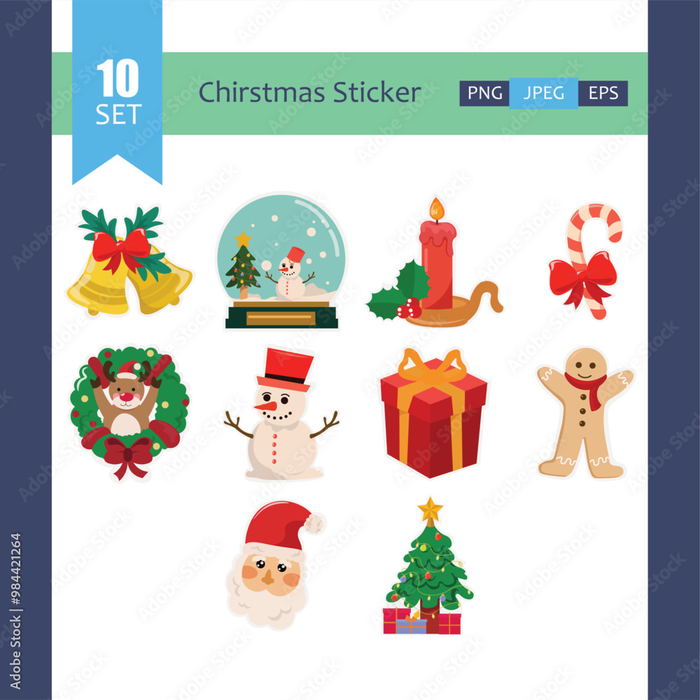 Naklejka premium Collection of Christmas characters and decor elements