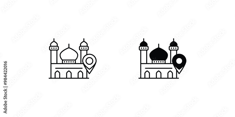 mosque set icon with white background vector stock illustration mosque set icon with white background vector stock illustration
