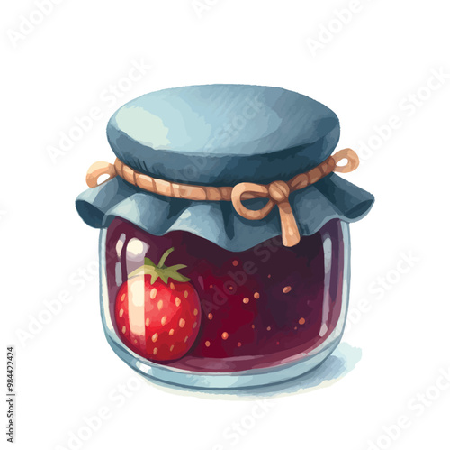 jam. watercolor illustration of jam jar